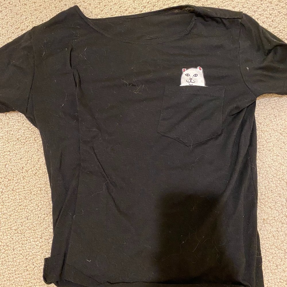 RipnDip black middle finger cat shirt size small